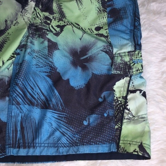Speedo Swim Trunks Sz L Tropical Blue Hawaiian Surf Shorts Board Shorts - Picture 3 of 12
